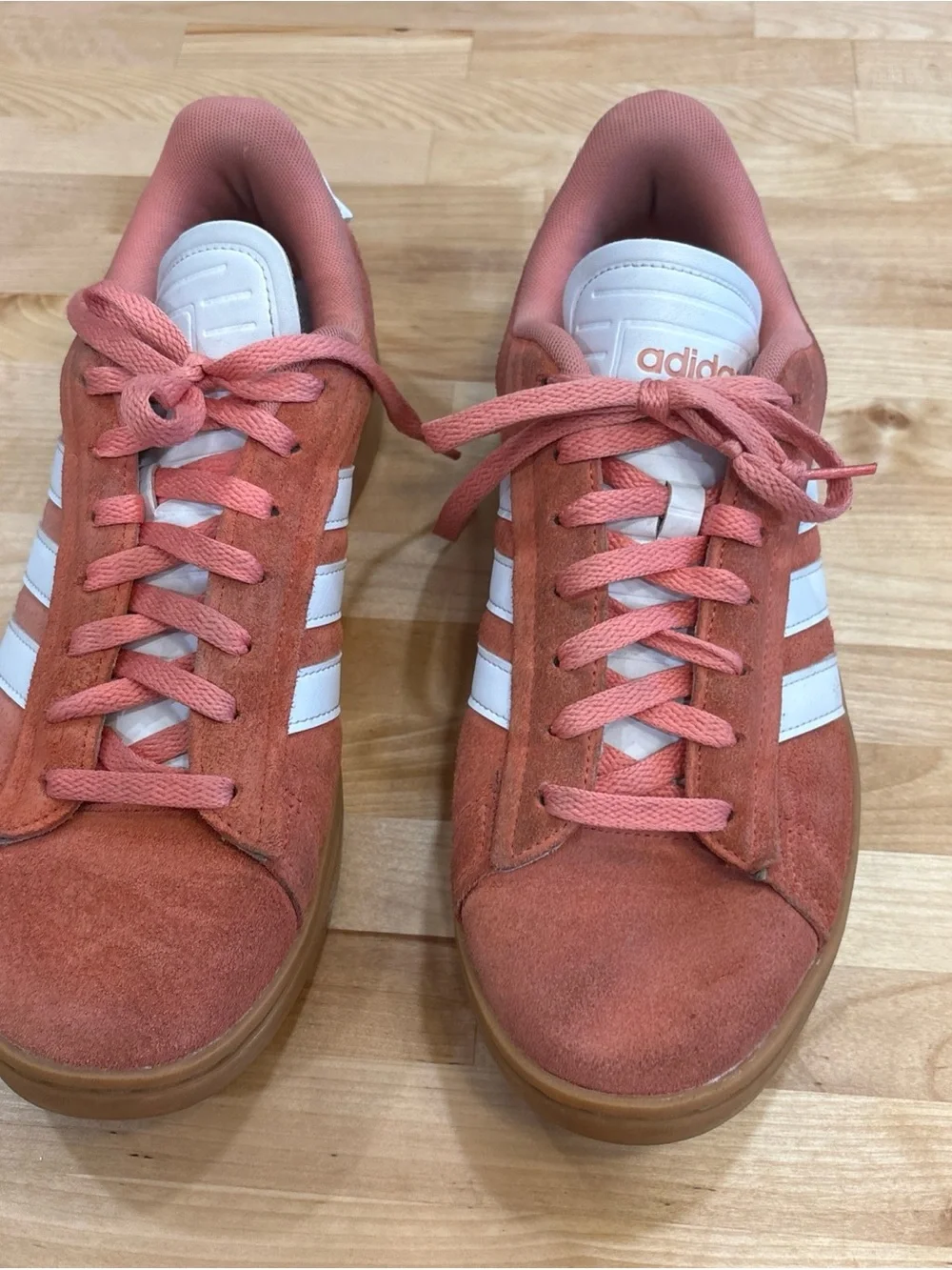 adidas Grand Court Alpha Coral/White Suede Gum Sole Sneakers Mens 10